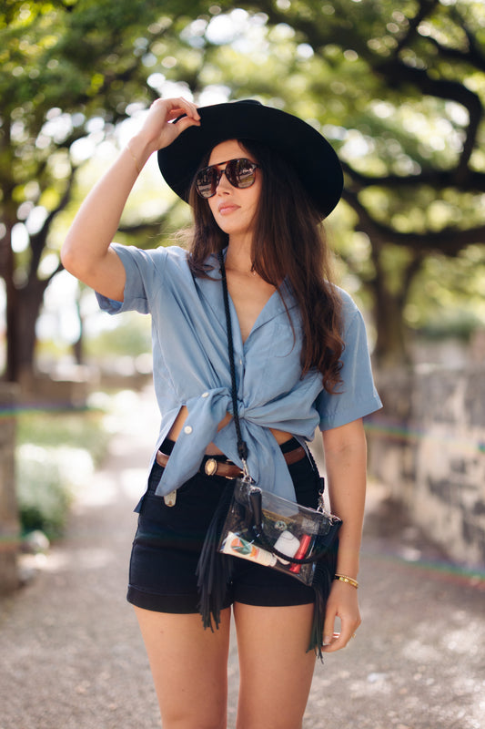 Clear Fringe Crossbody
