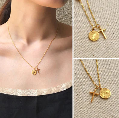 Coin & Cross Necklace