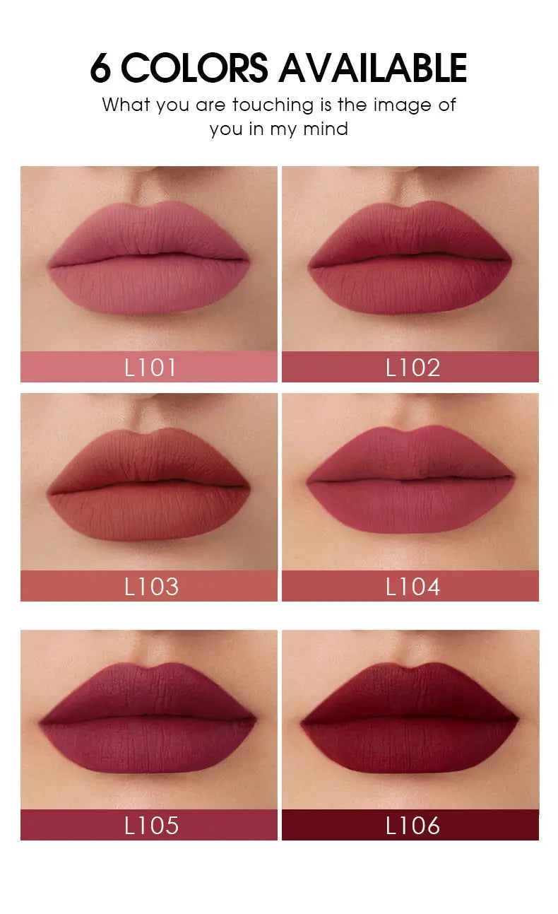 Matte Velvet Lip Gloss Set - 6 Waterproof Colors