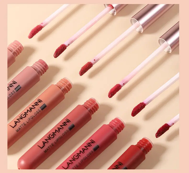 Matte Velvet Lip Gloss Set - 6 Waterproof Colors