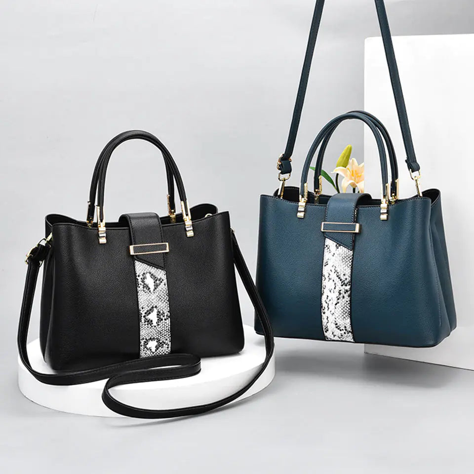 Luxury Snake Grain Leather Crossbody Bag