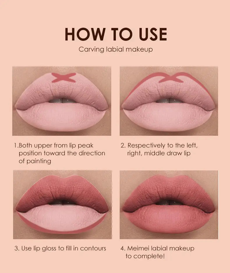Matte Velvet Lip Gloss Set - 6 Waterproof Colors