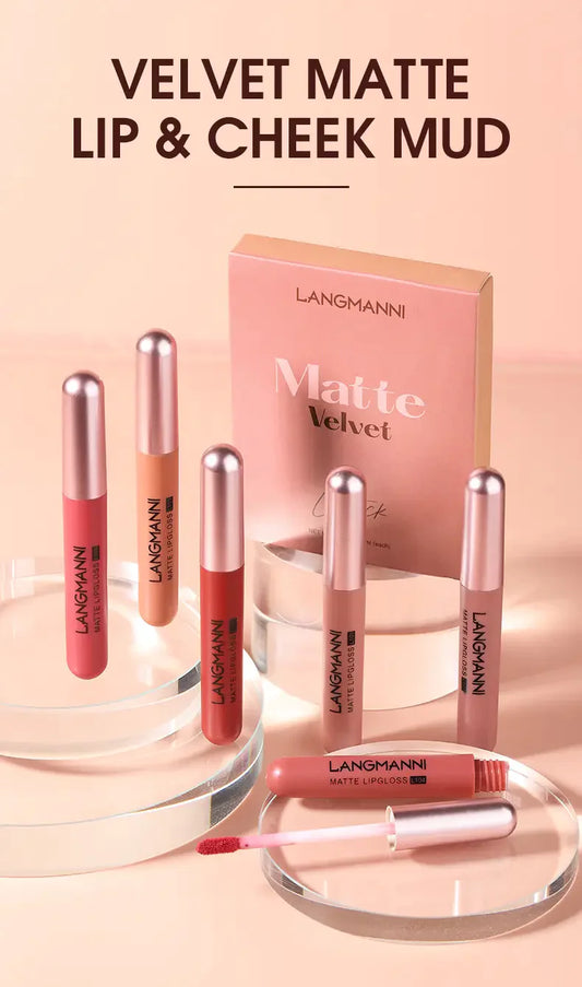 Matte Velvet Lip Gloss Set - 6 Waterproof Colors